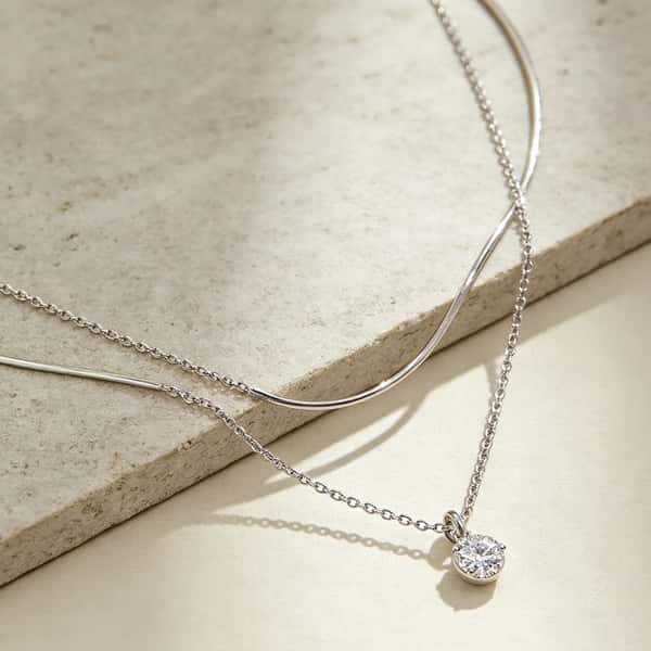 Double-Strand Solitaire Diamond-Simulant Necklace