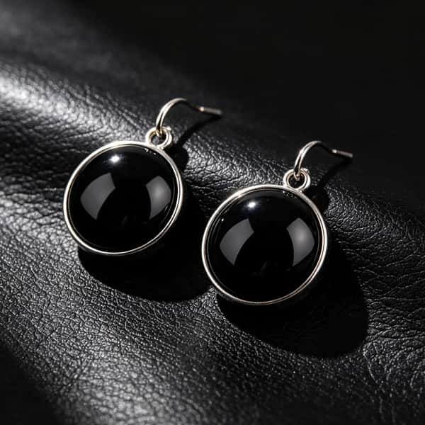 Vintage Black Agate Drop Earrings