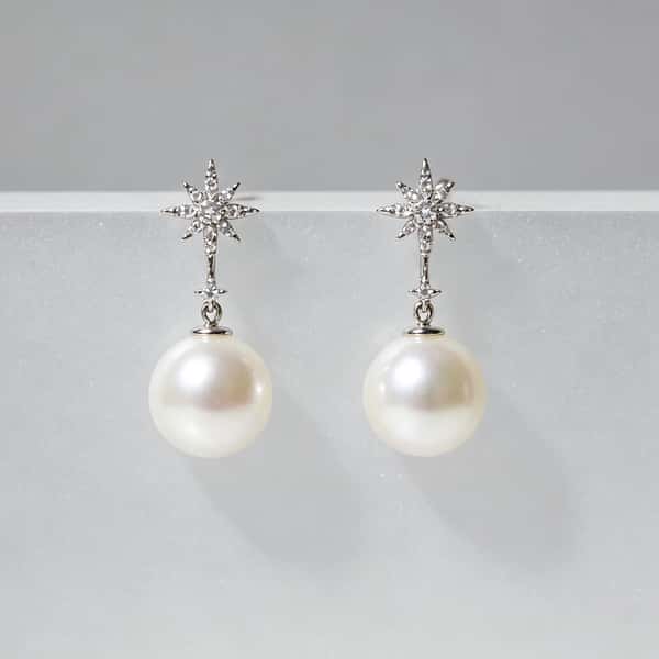 Celestial Starburst Pearl Drop Earrings